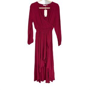 NWT Kormei Maxi High-Low Hem Dress Sz L Burgundy Party Holiday Boho Indie